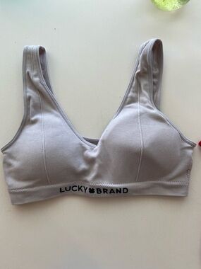 Lucky Brand Pale Gray Ribbed Wireless Bralette